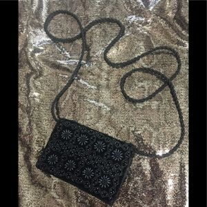 Black beaded / velvet mini purse